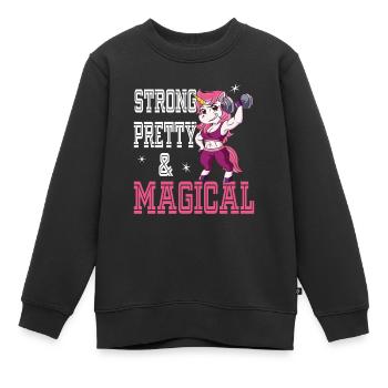 Strong Pretty and Magical - Kinder Premium Organic Sweatshirt - Schwarz - Vorne - AI Model Kid Female (0cm)
