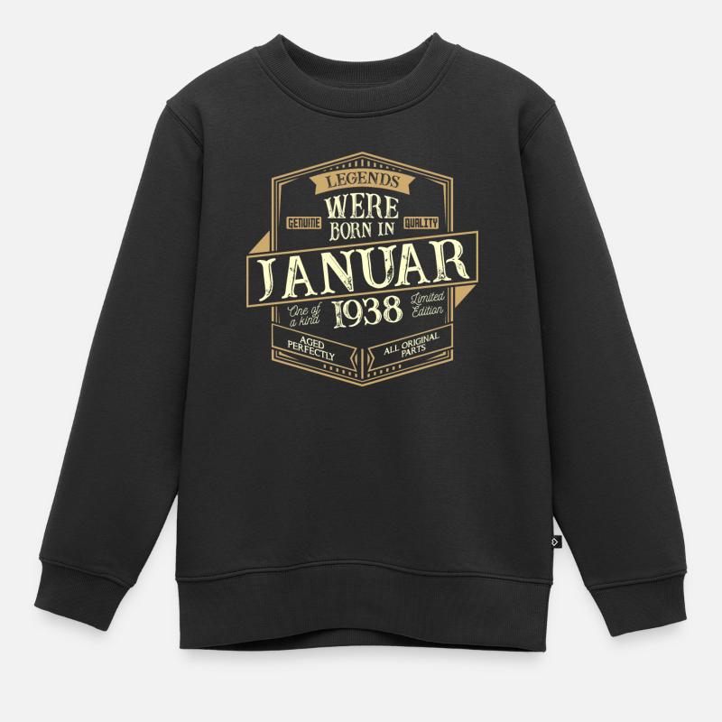 Januar 1938 Geburtstag Mann - Kinder Premium Organic Sweatshirt - Schwarz