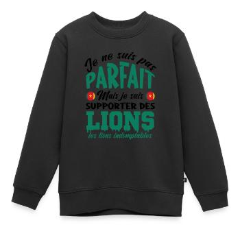 je supporte Les Lions indomptables, Cameroun - Sweat Premium enfant bio - noir - Devant - AI Model Kid Female (0cm)