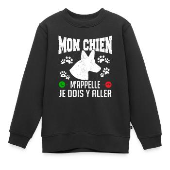 Mon CHIEN m'appelle pour cadeau - Sweat Premium enfant bio - noir - Devant - AI Model Kid Female (0cm)