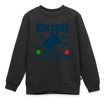 Mon CHIEN m'appelle pour cadeau - Sweat Premium enfant bio - noir - Devant - AI Model Kid Female (0cm)