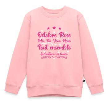 Octobre Rose , Tout Ensemble Je Soutiens La cause - Sweat Premium enfant bio - rose - Devant - AI Model Kid Female (0cm)