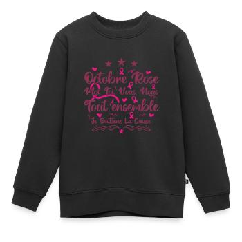Octobre Rose , Tout Ensemble Je Soutiens La cause - Sweat Premium enfant bio - noir - Devant - AI Model Kid Female (0cm)