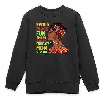 Stolze schwarze intelligente afrikanische Frau - Kinder Premium Organic Sweatshirt - Schwarz - Vorne - AI Model Kid Female (0cm)
