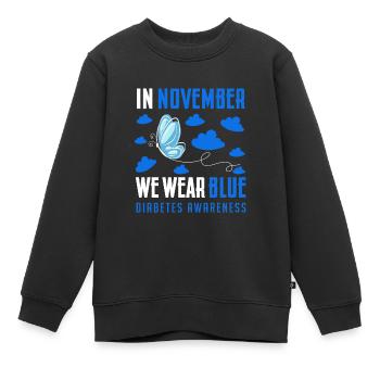 in November we wear blue, diabetes awareness - Sweat Premium enfant bio - noir - Devant - AI Model Kid Female (0cm)