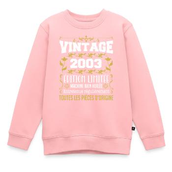 vintage 2003 | Toutes Les Pièces D'origine - Sweat Premium enfant bio - rose - Devant - AI Model Kid Female (0cm)