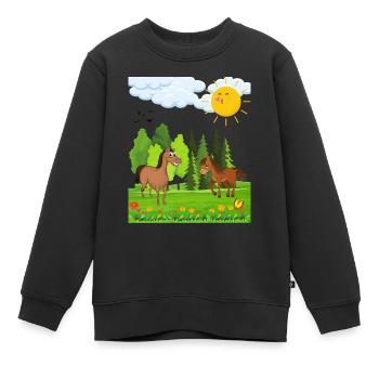 Conception de petits chevaux pour les enfants - Sweat Premium enfant bio - noir - Devant - AI Model Kid Female (0cm)