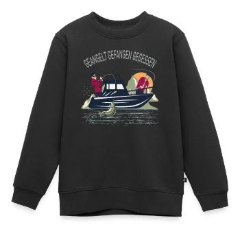 Angler Geangelt gefangen Gegessen Slogan - Kinder Premium Organic Sweatshirt - Schwarz - Vorne - AI Model Kid Female (0cm)