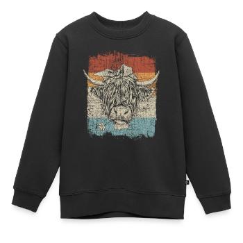 Highland écossais Highland Cattle Highland - Sweat Premium enfant bio - noir - Devant - AI Model Kid Female (0cm)