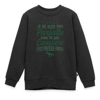 je ne suis pas parfaite mais je suis cavalière - Sweat Premium enfant bio - noir - Devant - AI Model Kid Female (0cm)