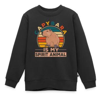 Sympathique amoureux des animaux Happy Capybara - Sweat Premium enfant bio - noir - Devant - AI Model Kid Female (0cm)