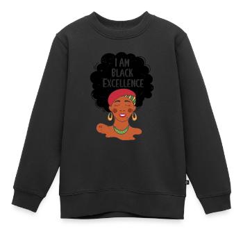 Ich bin Black Excellence - Kinder Premium Organic Sweatshirt - Schwarz - Vorne - AI Model Kid Female (0cm)