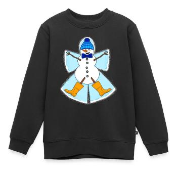Bonhomme de neige Ange des neiges - Sweat Premium enfant bio - noir - Devant - AI Model Kid Female (0cm)