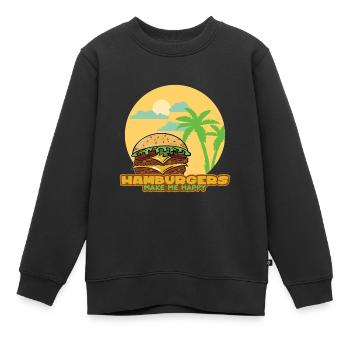 Hamburger Holiday make me happy- Hamburger Tshirt - Sweat Premium enfant bio - noir - Devant - AI Model Kid Female (0cm)