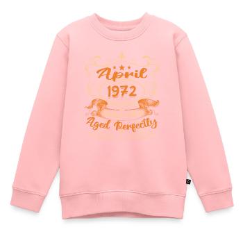 Anniversaire Vintage Idée Cadeau Avril 1972 - Sweat Premium enfant bio - rose - Devant - AI Model Kid Female (0cm)