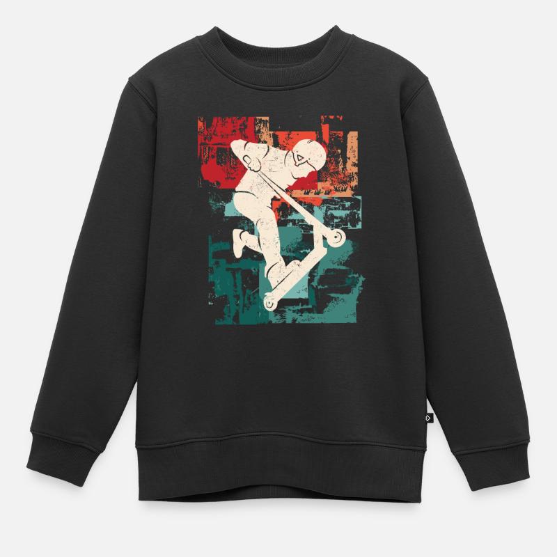 Stunt Scooter Tricks Vintage Kick Scooter - Kids Premium Organic Sweatshirt - black