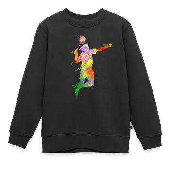 Courge badminton découpée en papier - Sweat Premium enfant bio - noir - Devant - AI Model Kid Female (0cm)