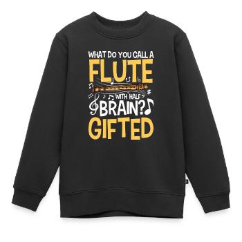Flute With Brain - Gifted - Kinder Premium Organic Sweatshirt - Schwarz - Vorne - AI Model Kid Female (0cm)