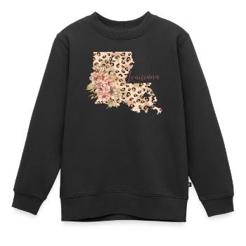 Louisiana Leopard-muster-karte - Kinder Premium Organic Sweatshirt - Schwarz - Vorne - AI Model Kid Female (0cm)