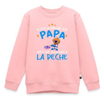 Papa Pêche Pêcheur Bébé Nourrisson Naissance - Sweat Premium enfant bio - rose - Devant - AI Model Kid Female (0cm)