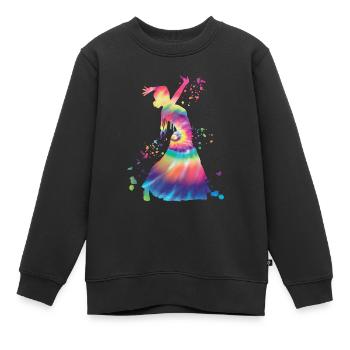 Femme flamenco avec robe flamenco - Sweat Premium enfant bio - noir - Devant - AI Model Kid Female (0cm)