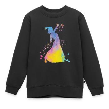 Femme flamenco avec robe flamenco - Sweat Premium enfant bio - noir - Devant - AI Model Kid Female (0cm)