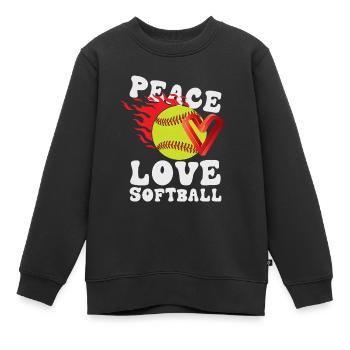 Mädchen Frieden Liebe Softball - Kinder Premium Organic Sweatshirt - Schwarz - Vorne - AI Model Kid Female (0cm)