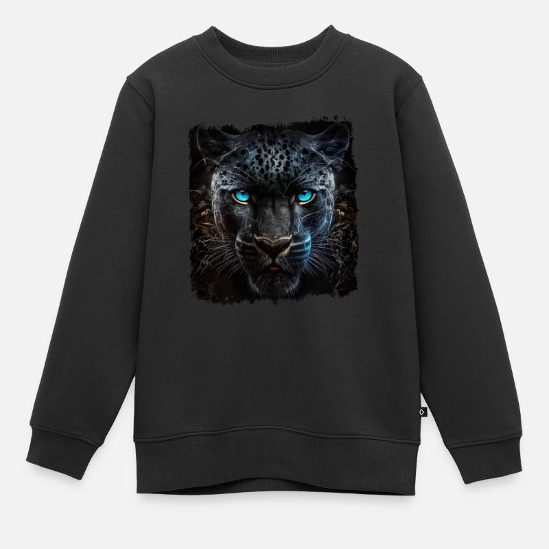 Schwarzer Panther Großkatze - Kinder Premium Organic Sweatshirt - Schwarz