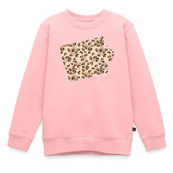 Carte de motif léopard Leo État de l’Iowa - Sweat Premium enfant bio - rose - Devant - AI Model Kid Female (0cm)