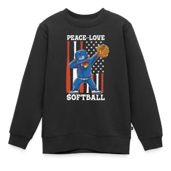 Mädchen Frieden Liebe Softball - Kinder Premium Organic Sweatshirt - Schwarz - Vorne - AI Model Kid Female (0cm)