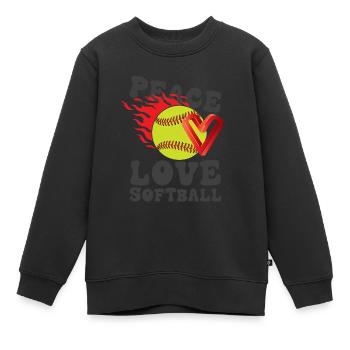 Mädchen Frieden Liebe Softball - Kinder Premium Organic Sweatshirt - Schwarz - Vorne - AI Model Kid Female (0cm)