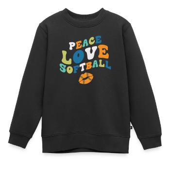 Les filles de la paix aiment le softball - Sweat Premium enfant bio - noir - Devant - AI Model Kid Female (0cm)