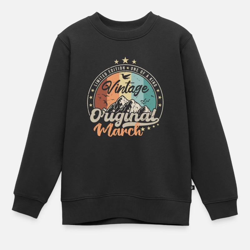 Né en Mars Cadeau D'anniversaire - Sweat Premium enfant bio - noir