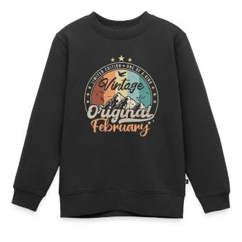 Né en Février Cadeau D'anniversaire - Sweat Premium enfant bio - noir - Devant - AI Model Kid Female (0cm)