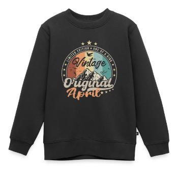 Né en Avril Cadeau D'anniversaire - Sweat Premium enfant bio - noir - Devant - AI Model Kid Female (0cm)