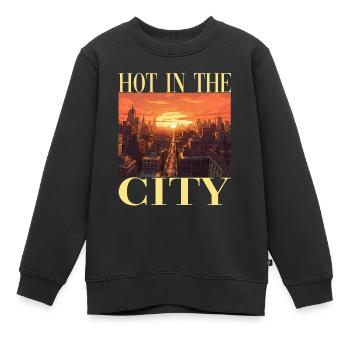 New York City Skyline Sonnenuntergang Hitze - Kinder Premium Organic Sweatshirt - Schwarz - Vorne - AI Model Kid Female (0cm)