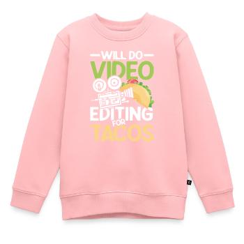 Will Do Video Editing For Tacos - Kinder Premium Organic Sweatshirt - Rosa - Vorne - AI Model Kid Female (0cm)