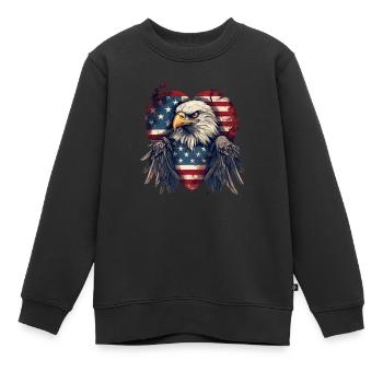American Adler Amerika Wappentier Eagle Flagge USA - Kinder Premium Organic Sweatshirt - Schwarz - Vorne - AI Model Kid Female (0cm)