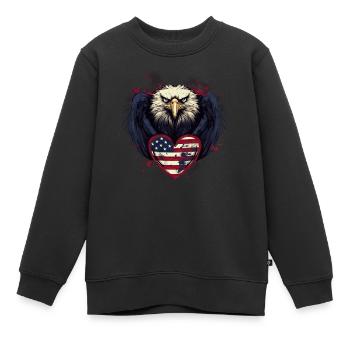 American Adler Amerika Wappentier Eagle Flagge USA - Kinder Premium Organic Sweatshirt - Schwarz - Vorne - AI Model Kid Female (0cm)