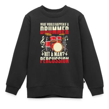 Schlagzeuger Schlagzeug Drumsticks - Kinder Premium Organic Sweatshirt - Schwarz - Vorne - AI Model Kid Female (0cm)