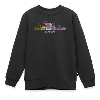Glasgower Skyline Stadtbild Glasgow - Kinder Premium Organic Sweatshirt - Schwarz - Vorne - AI Model Kid Female (0cm)