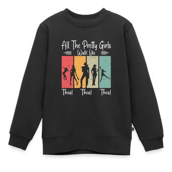 All The Pretty Girls Walk Like This Funny Baseball - Sweat Premium enfant bio - noir - Devant - AI Model Kid Female (0cm)