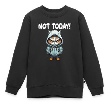 Not Today Katze Schlechte Laune - Kinder Premium Organic Sweatshirt - Schwarz - Vorne - AI Model Kid Female (0cm)