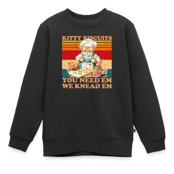 Kitty Biscuits Katze Kater Kekse Bäcker Backen - Kinder Premium Organic Sweatshirt - Schwarz - Vorne - AI Model Kid Female (0cm)