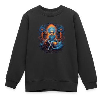 Niedlicher Blauer Kobold Phantasie Wesen - Kinder Premium Organic Sweatshirt - Schwarz - Vorne - AI Model Kid Female (0cm)