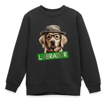Labrador mit Hut Hundemama Hundepapa Labbi Wauwau - Kinder Premium Organic Sweatshirt - Schwarz - Vorne - AI Model Kid Female (0cm)