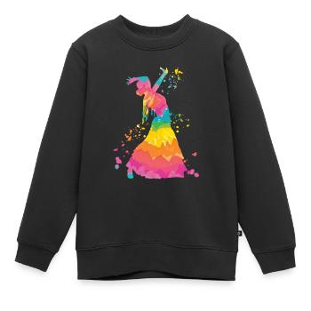 Femme flamenco avec robe flamenco - Sweat Premium enfant bio - noir - Devant - AI Model Kid Female (0cm)