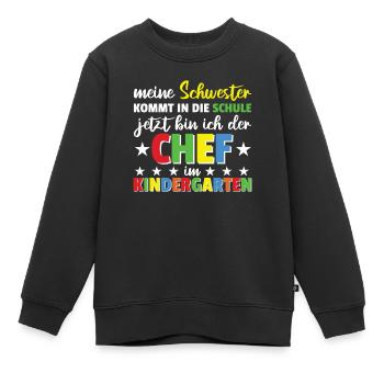 Meine Schwester kommt in die Schule jetzt bin ich - Kinder Premium Organic Sweatshirt - Schwarz - Vorne - AI Model Kid Female (0cm)