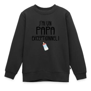 J'ai un Papa Exceptionnel - Sweat Premium enfant bio - noir - Devant - AI Model Kid Female (0cm)