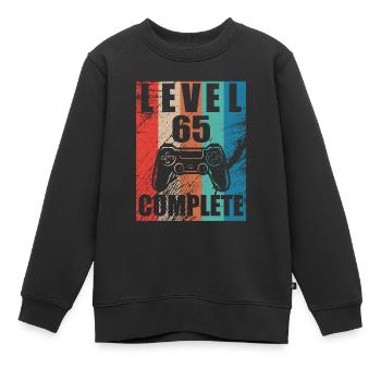 Level 65 abgeschlossen - Kinder Premium Organic Sweatshirt - Schwarz - Vorne - AI Model Kid Female (0cm)